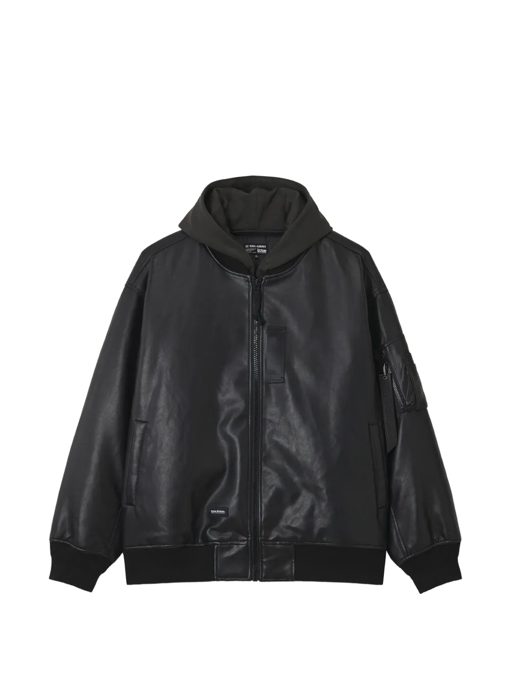 izzue hooded faux-leather jacket - Nero
