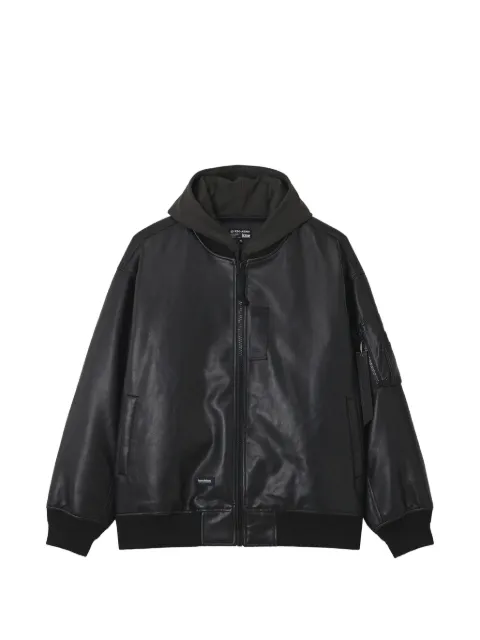izzue hooded faux-leather jacket