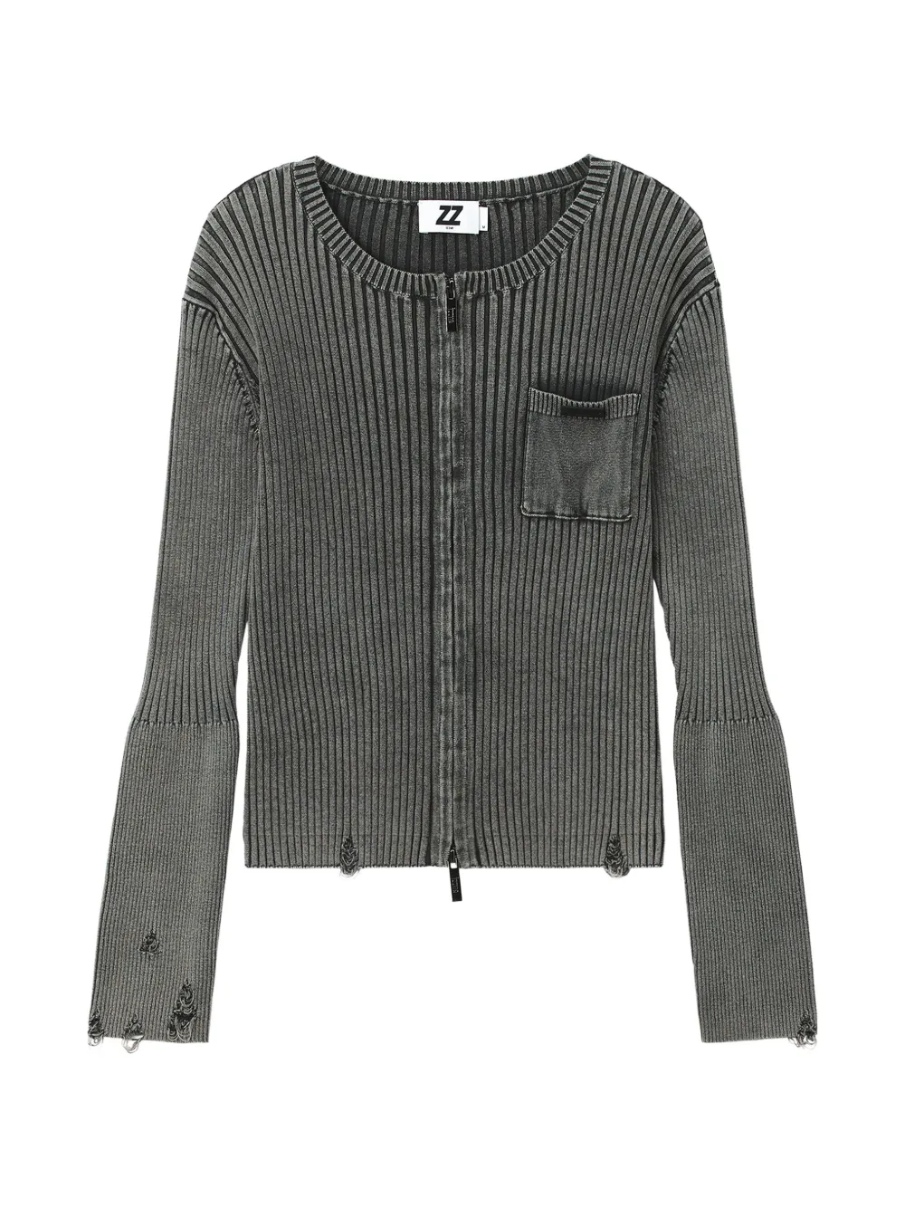 izzue ribbed-knit distressed cardigan - Grigio