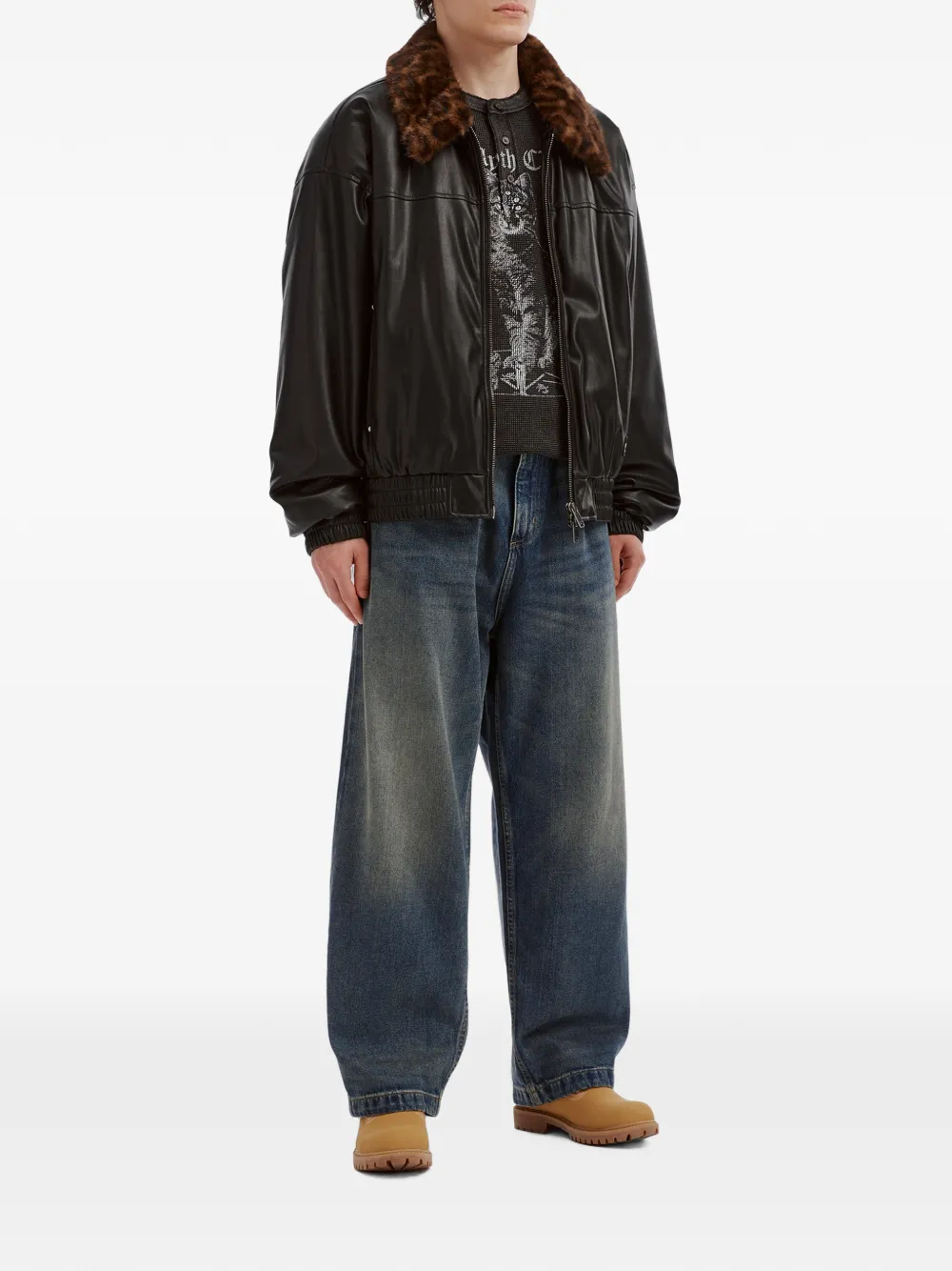 FIVE CM Jack met luipaardprint en kraag Zwart