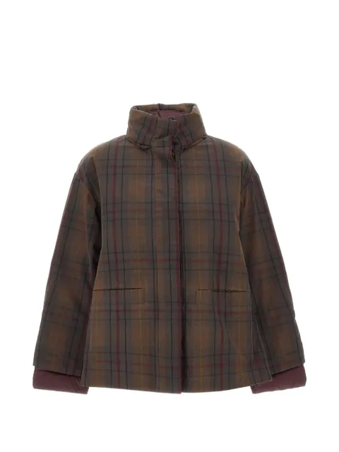 ELENA MIRÒ tartan-patterned waxed-cotton trench coat