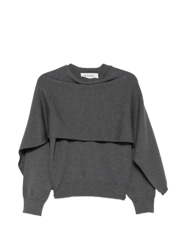 Róhe Cape-overlay Knitted Sweater in Grey