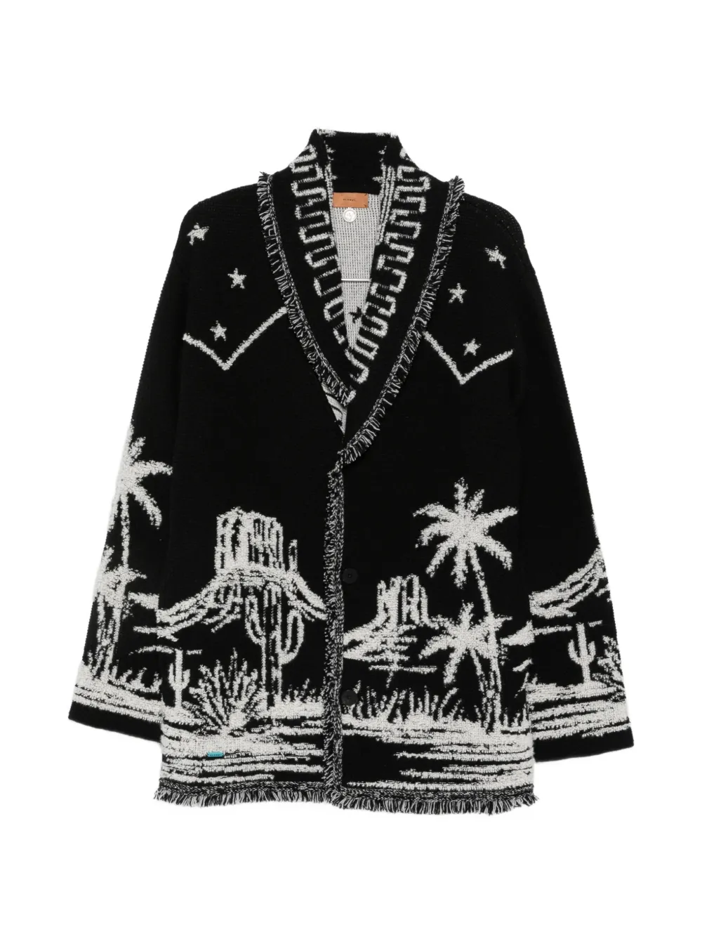 Alanui intarsia-knit fringed cardigan - Schwarz