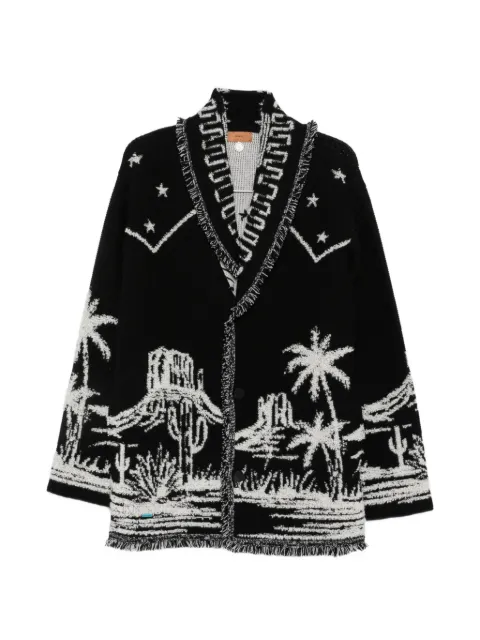 Alanui intarsia-knit fringed cardigan