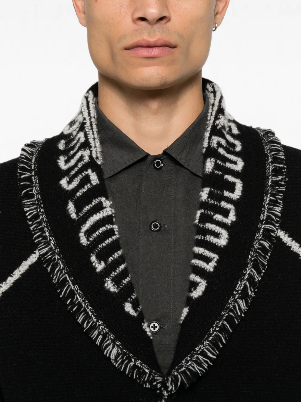 Alanui Gebreid intarsia vest met franje Zwart