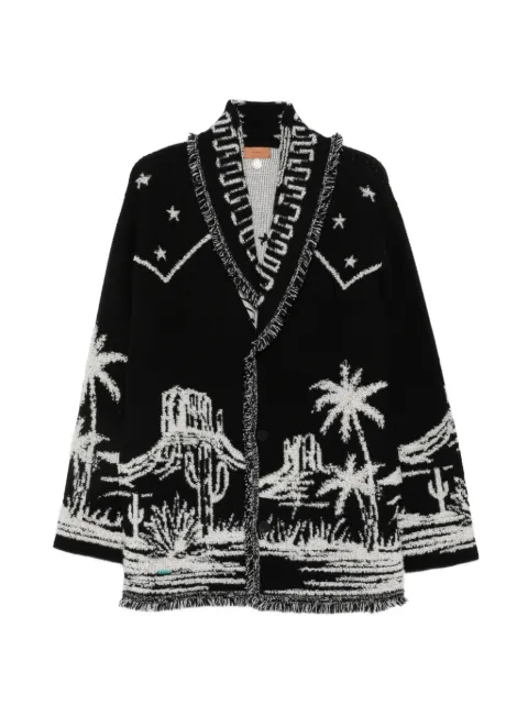 Alanui intarsia-knit fringed cardigan