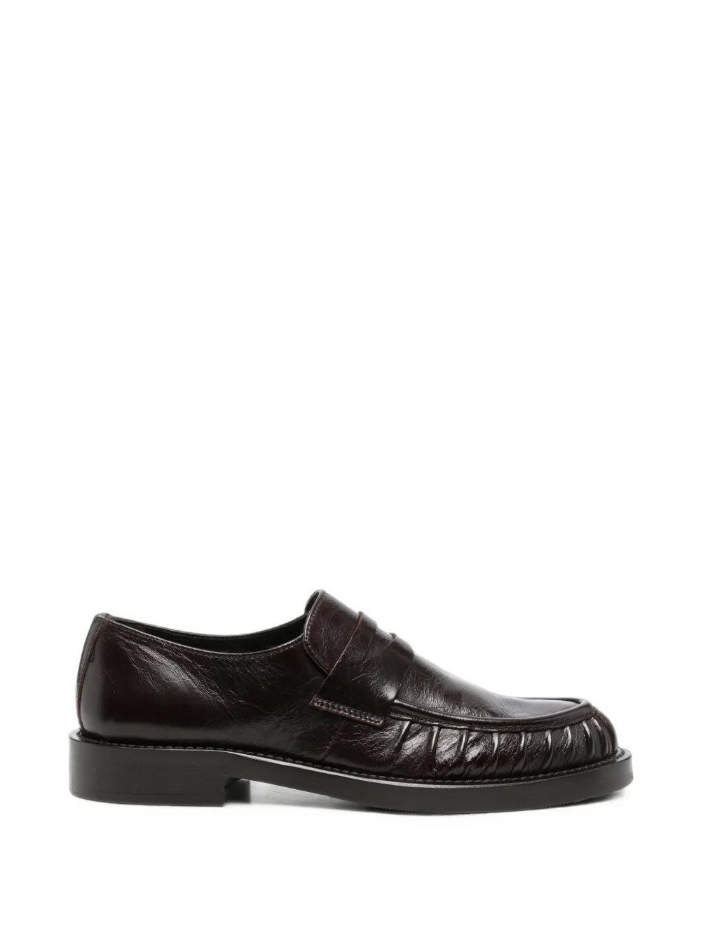GUGLIELMO ROTTA ruched leather loafers - Marrone