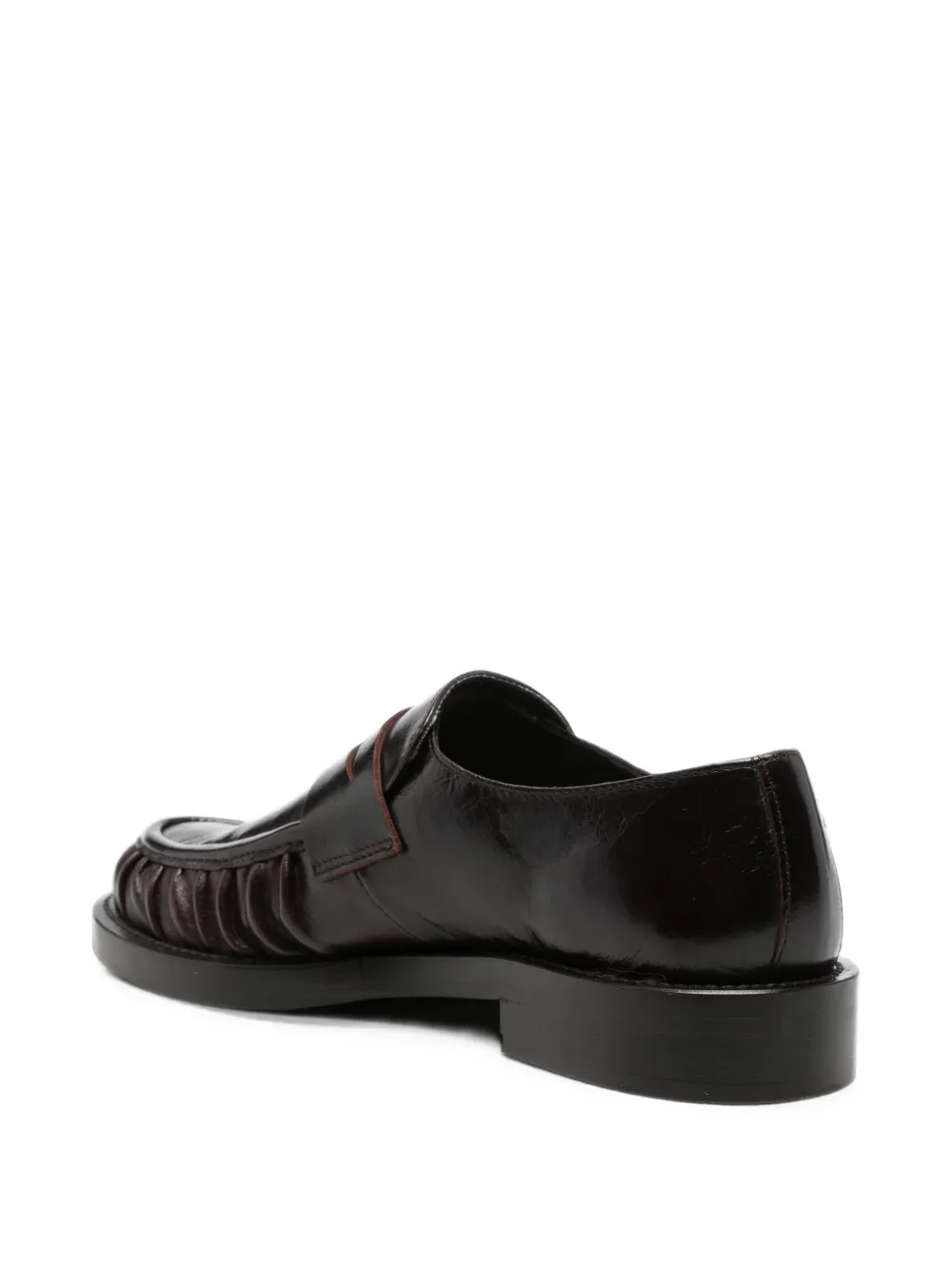 GUGLIELMO ROTTA ruched leather loafers Bruin