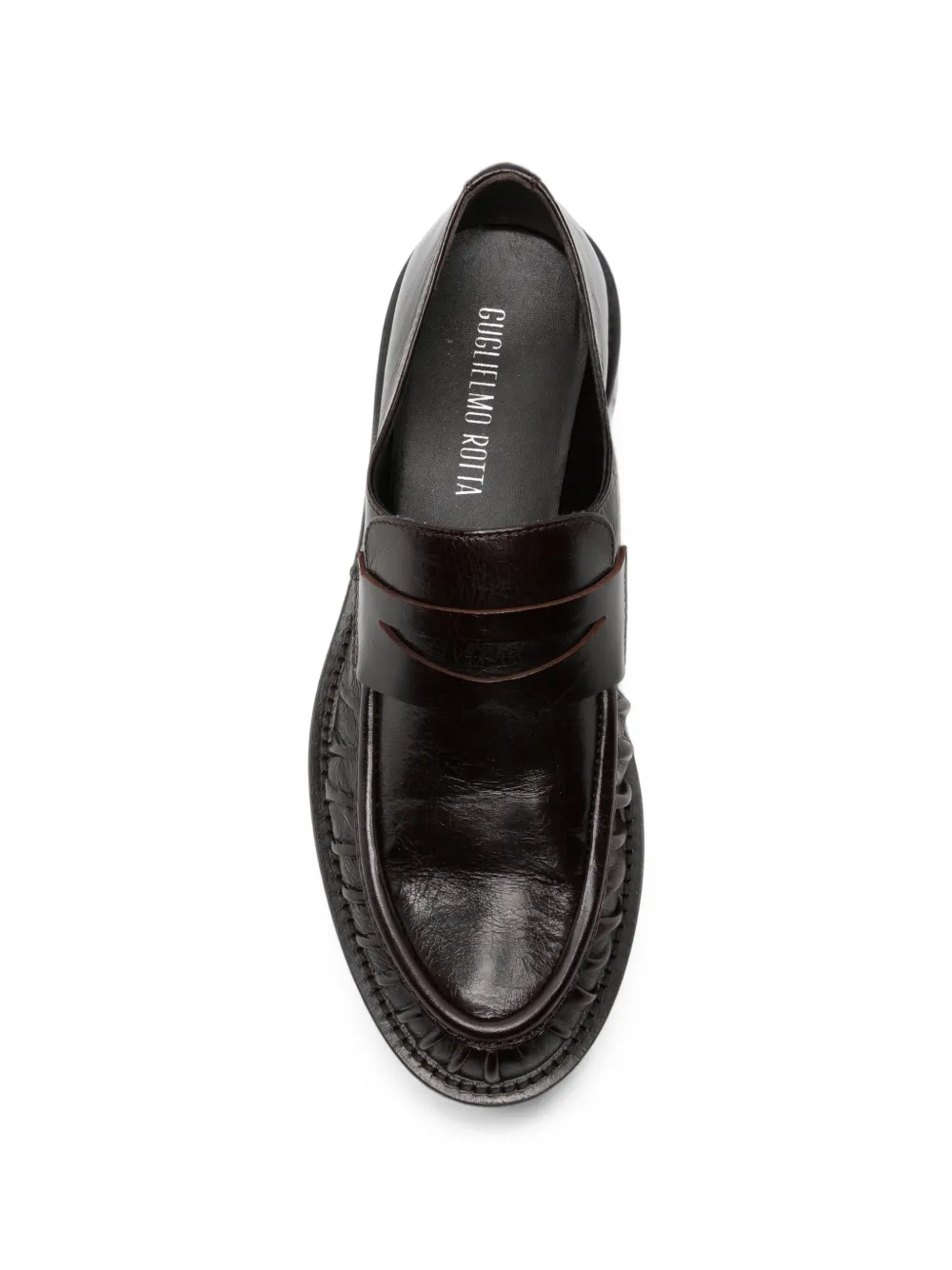 GUGLIELMO ROTTA ruched leather loafers Bruin
