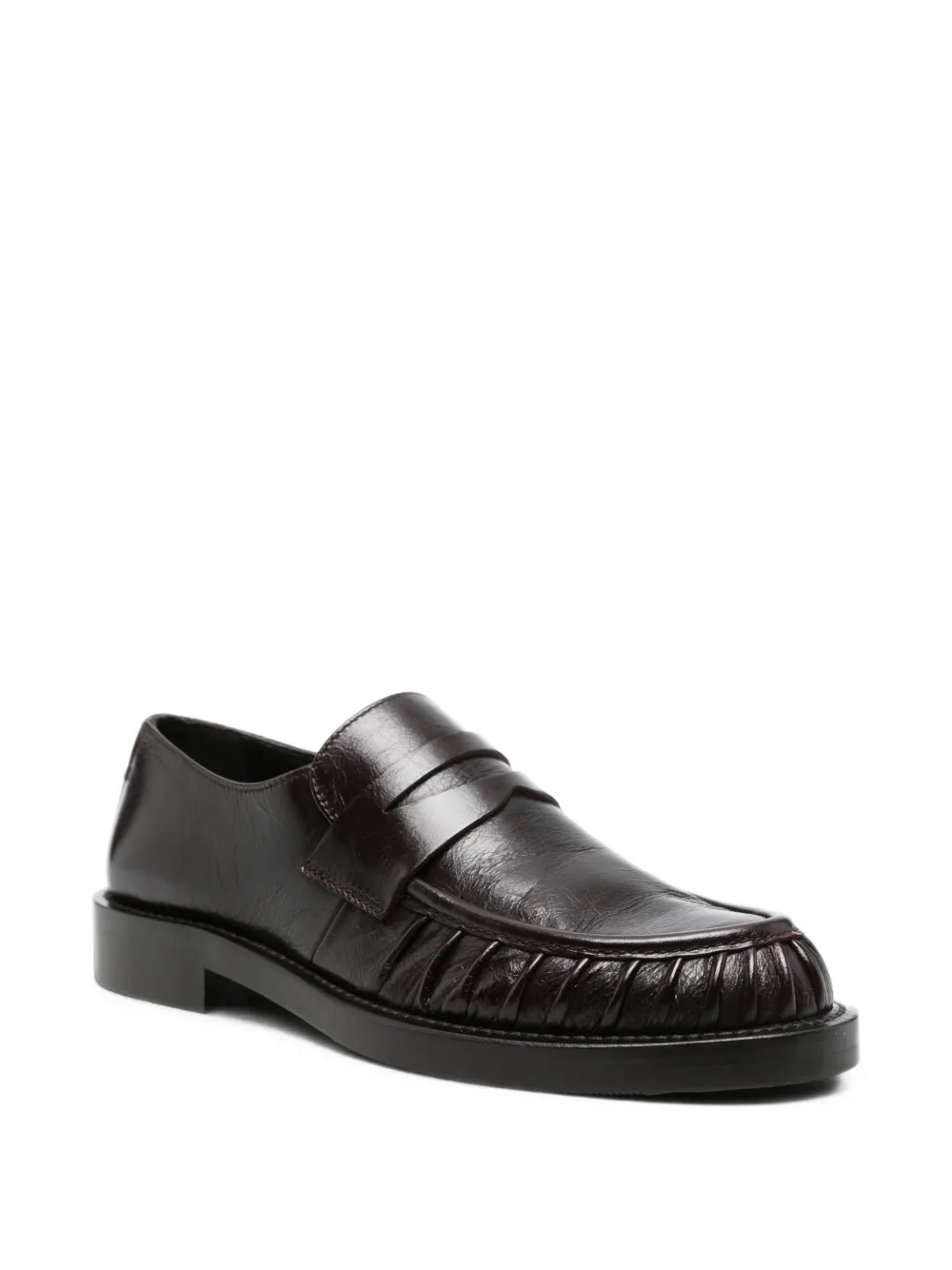 GUGLIELMO ROTTA ruched leather loafers Bruin