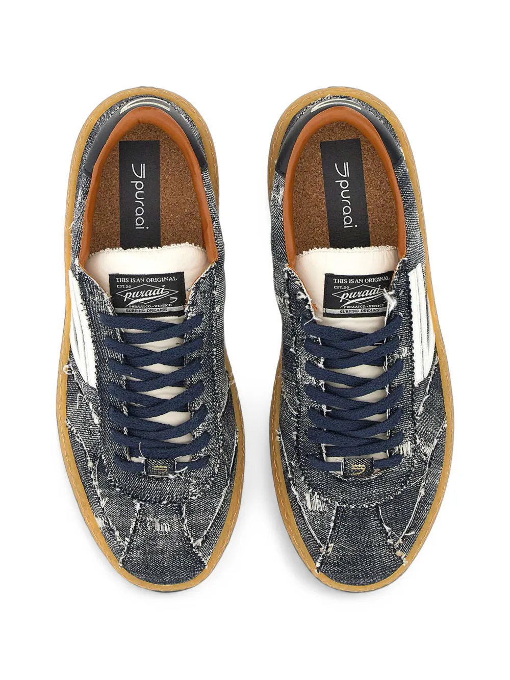 Puraai Denim sneakers met franje Blauw
