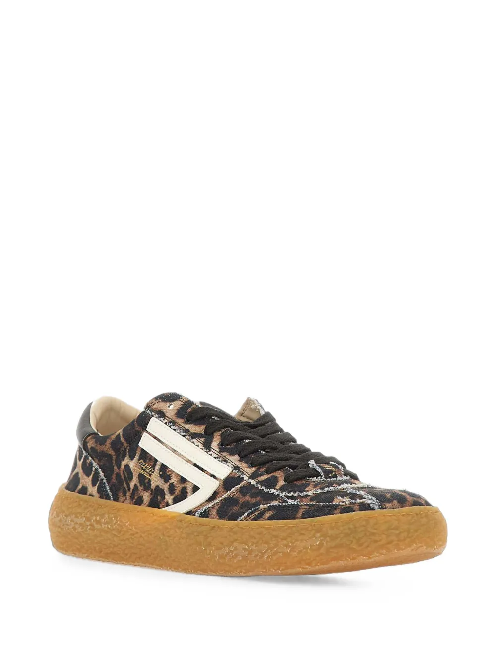 Puraai Sneakers met luipaardprint en franje Bruin
