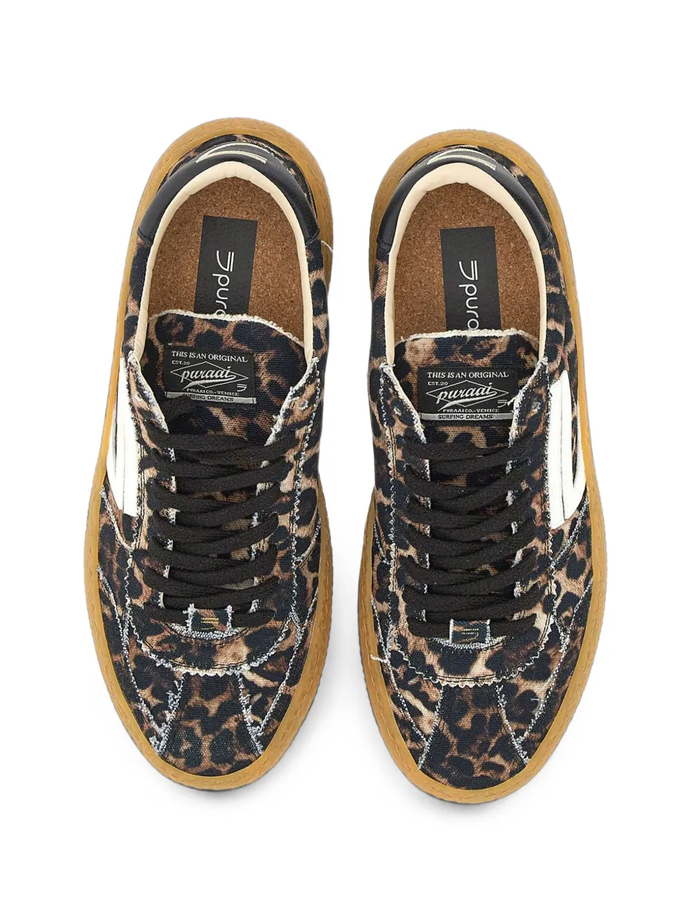 Puraai Sneakers met luipaardprint en franje Bruin
