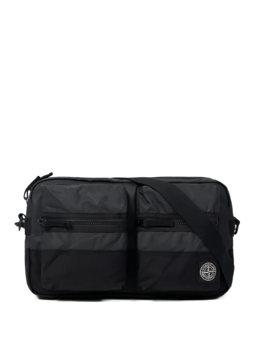 Stone Island logo-patch panelled shoulder bag - Nero