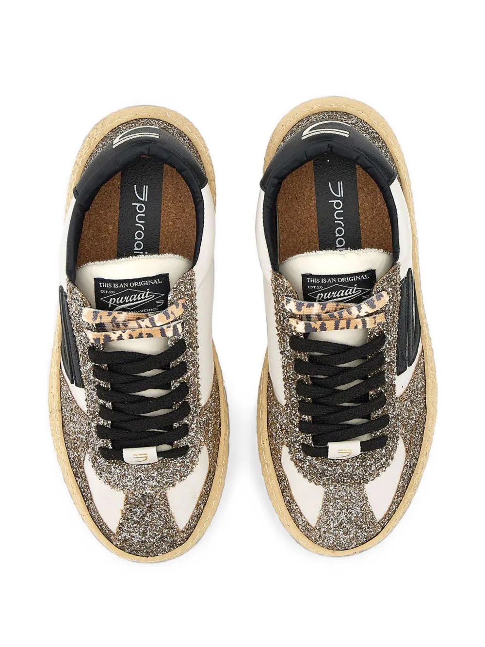 Puraai 1.01 Vintage sneakers met glitters Wit