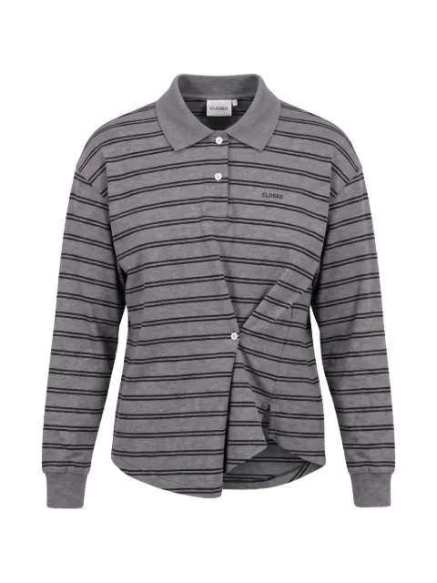 Closed striped long-sleeve polo shirt
