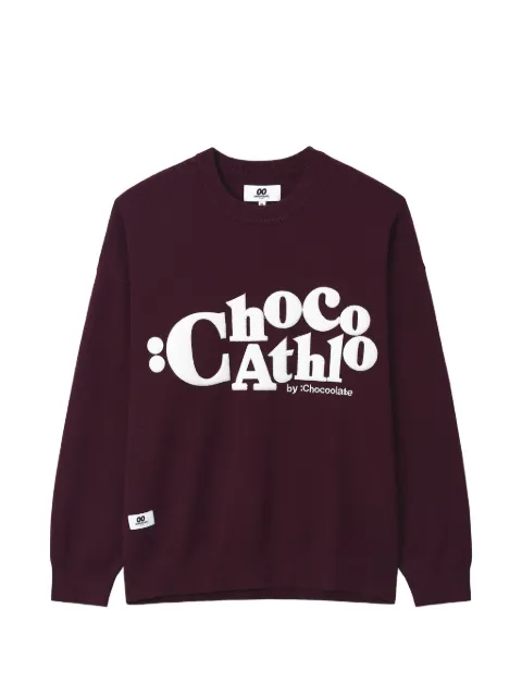 CHOCOOLATE logo-embroidered crew-neck sweater