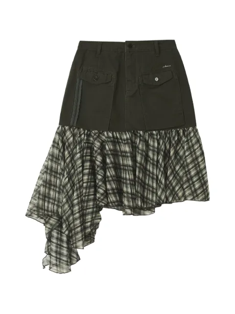 Musium Div. check-pattern ruffled midi skirt