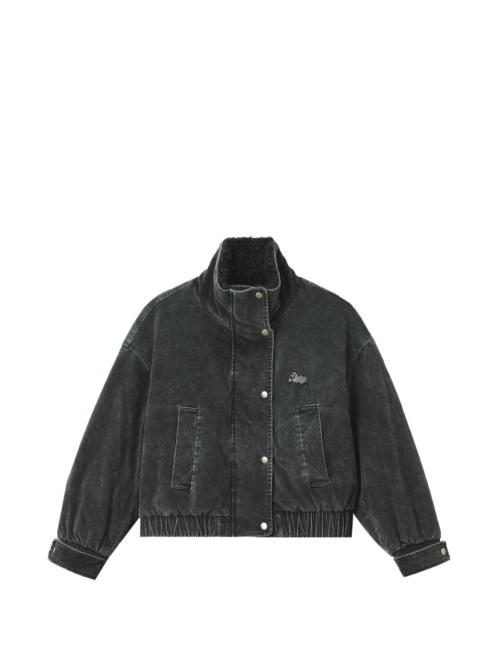 izzue faded-effect shearling-trim jacket - Grigio