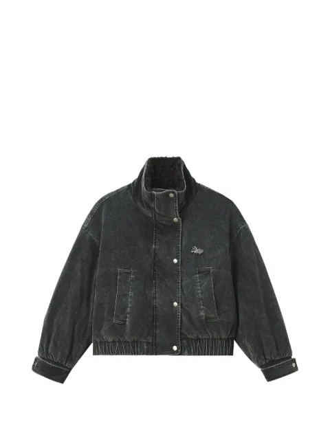 izzue faded-effect shearling-trim jacket