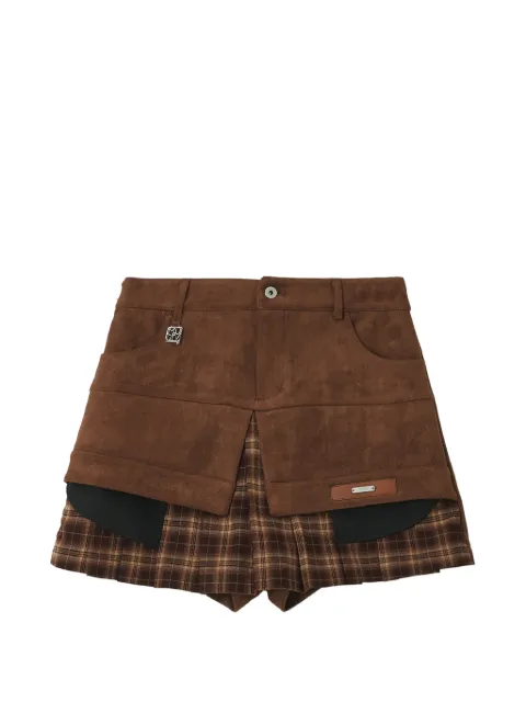 Musium Div. layered check-print mini shorts