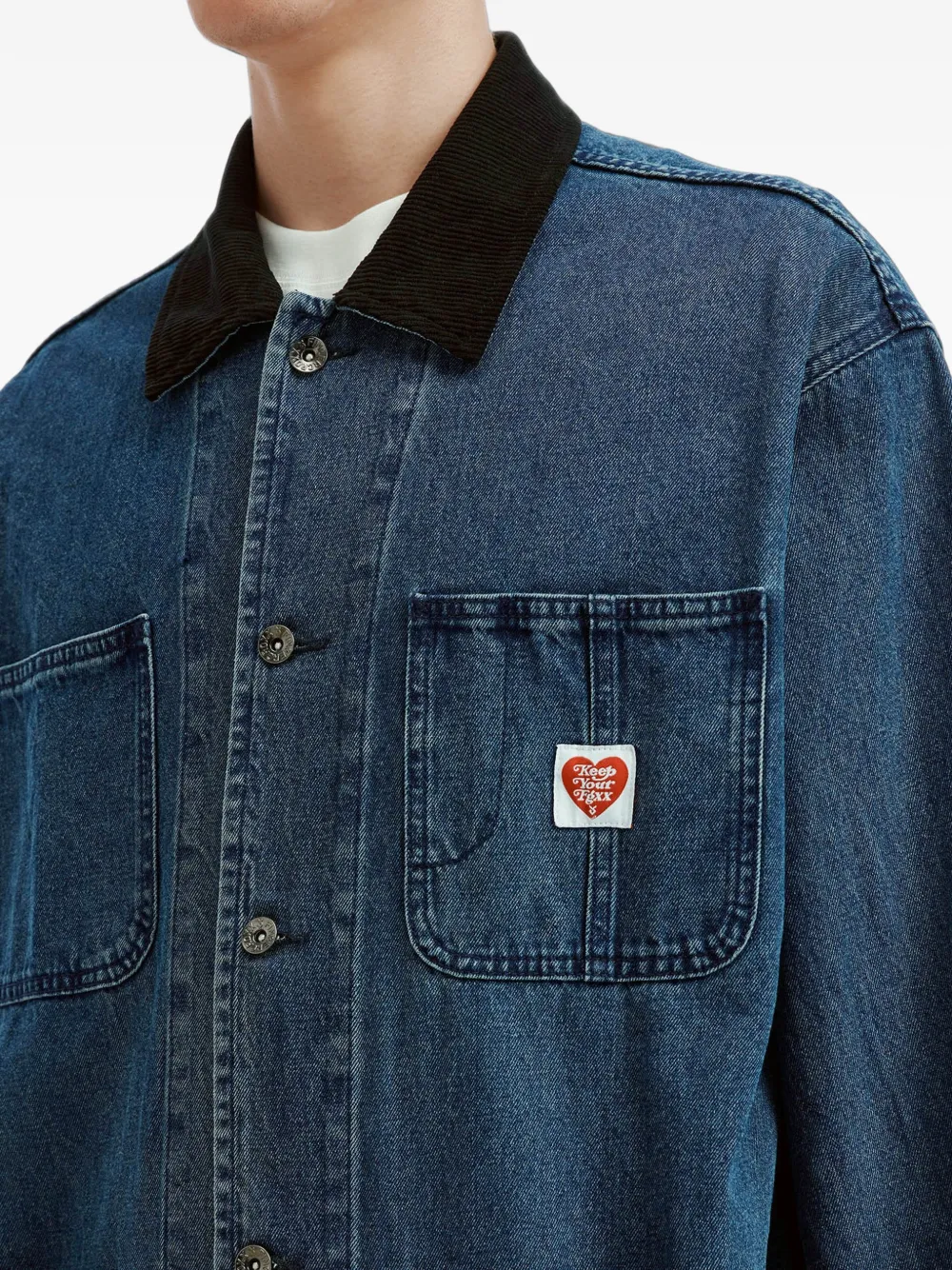 FINGERCROXX Denim jack met contrasterende kraag Blauw