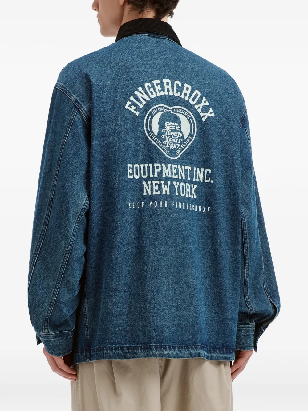 FINGERCROXX Denim jack met contrasterende kraag Blauw