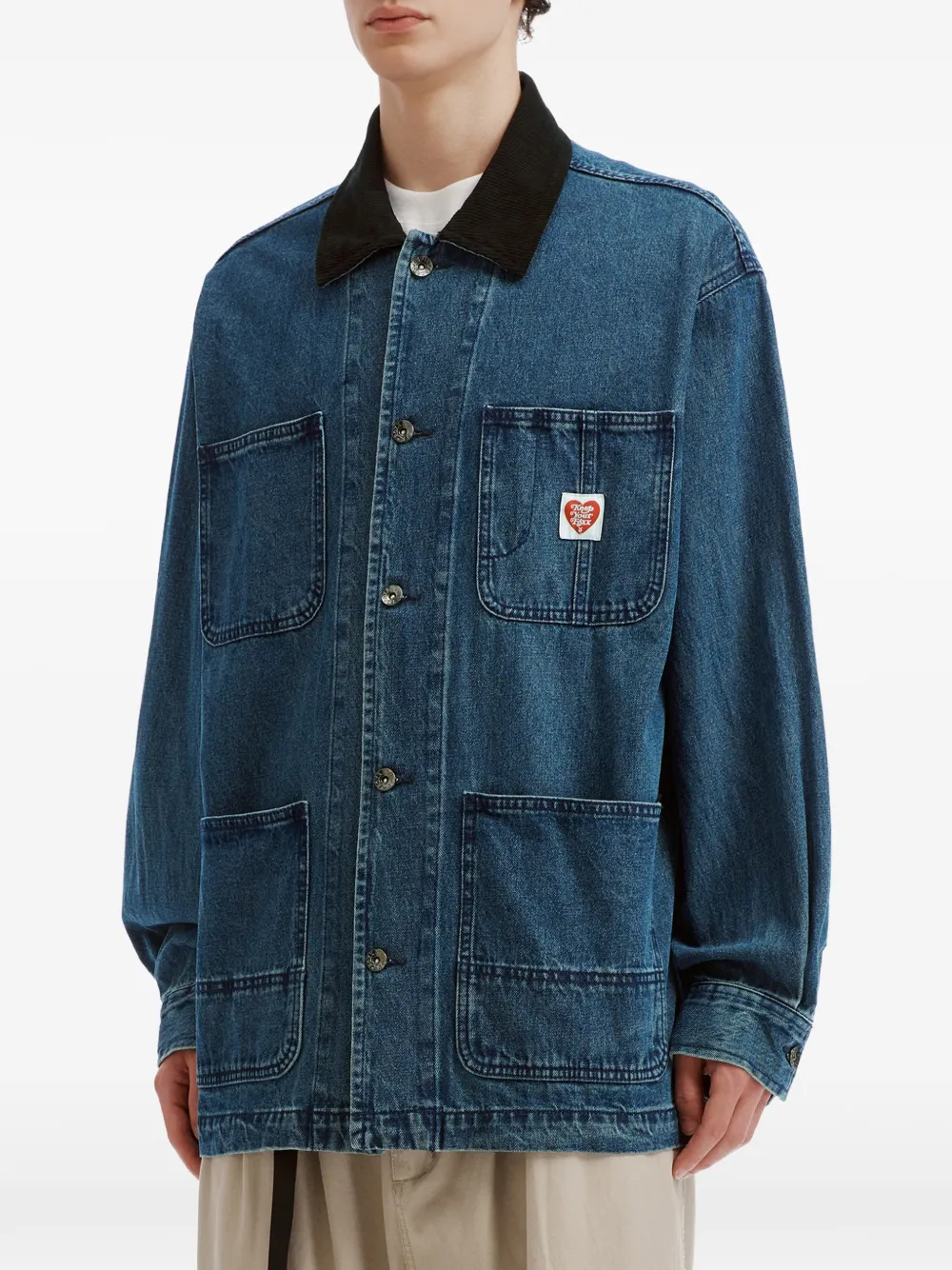 FINGERCROXX Denim jack met contrasterende kraag Blauw