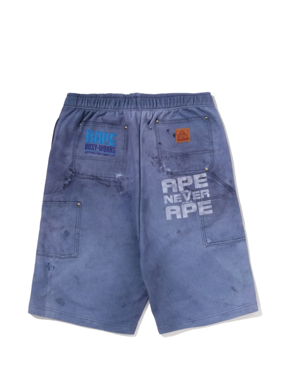 A BATHING APE Shorts met logoprint Blauw