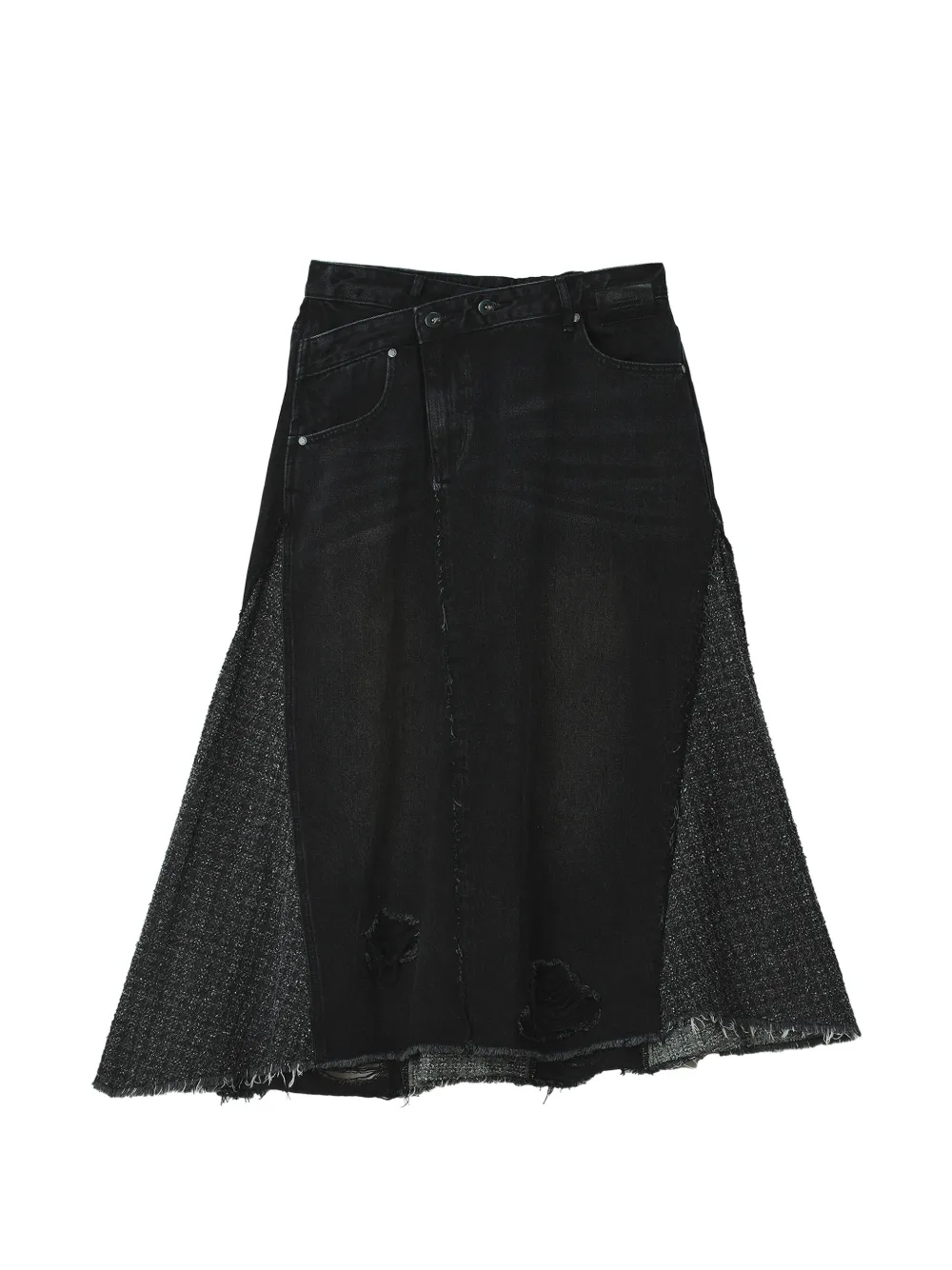 Musium Div. Distressed Panelled Midi Skirt In Black