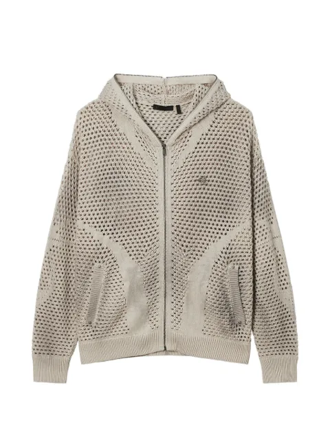 FIVE CM open-knit zip-up hoodie