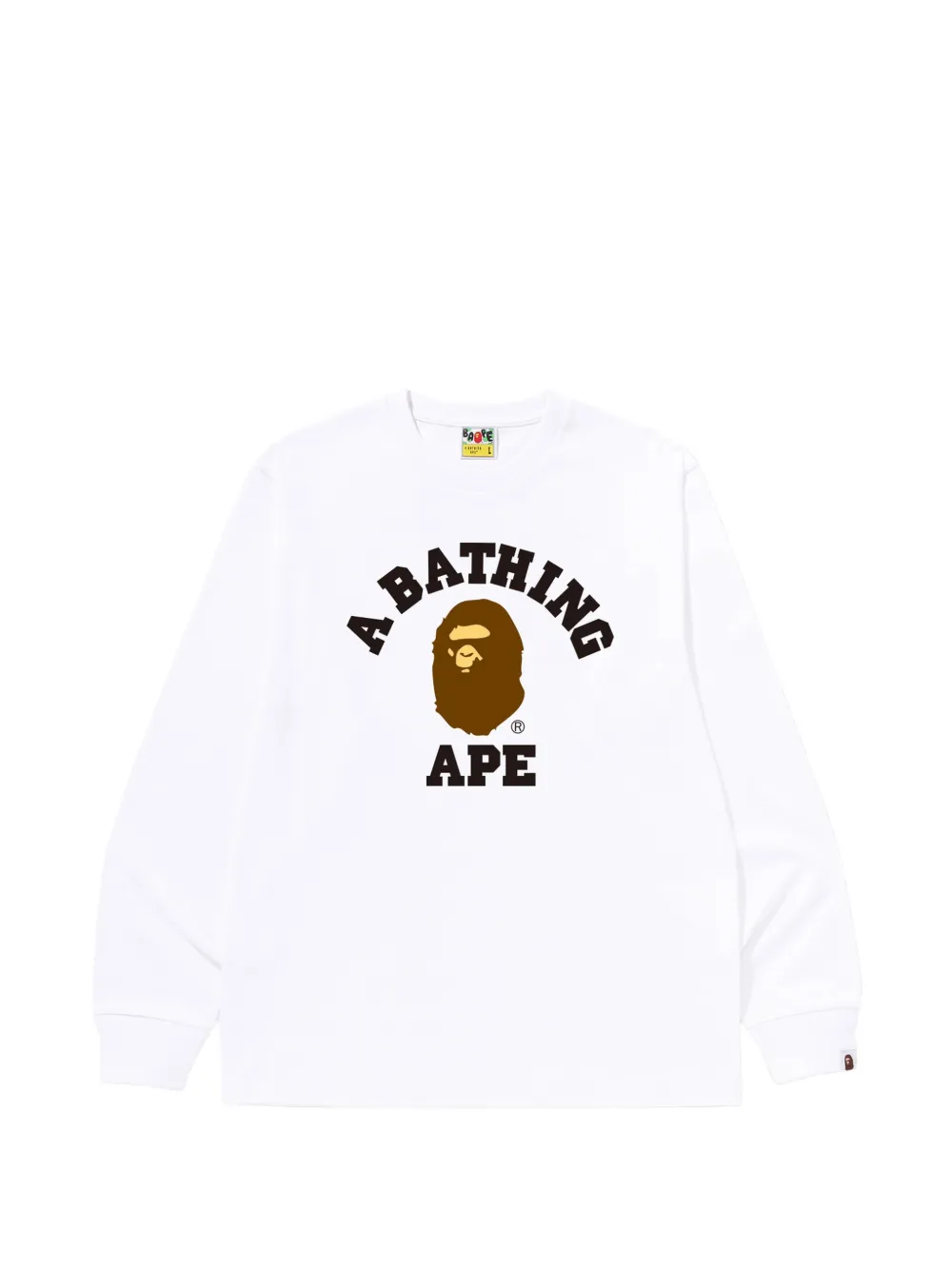 A BATHING APE® College logo-print long-sleeve T-shirt - Bianco