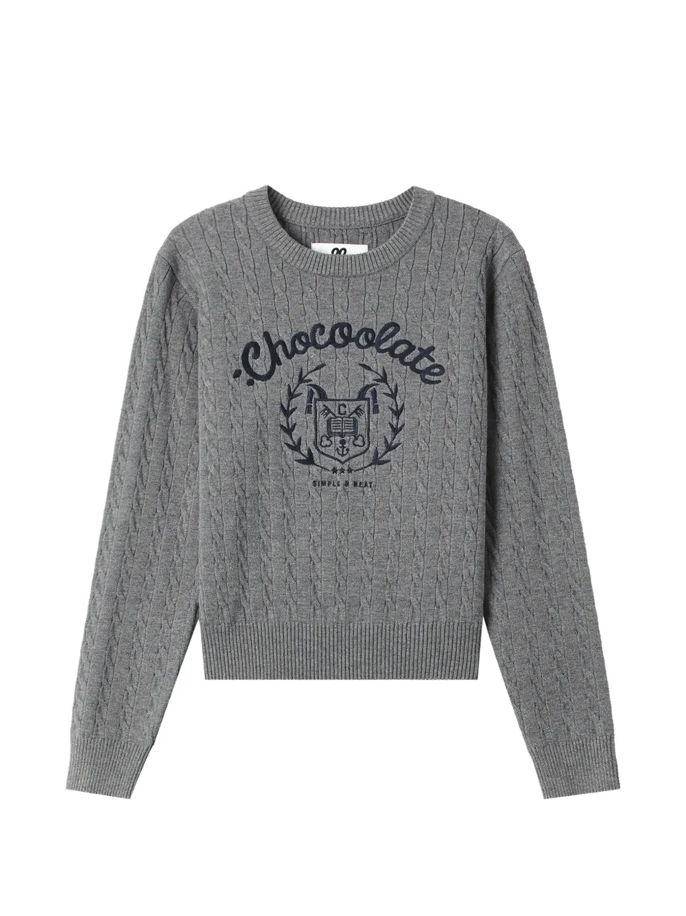 Chocoolate Cable-knit Embroidered Sweater In Gray