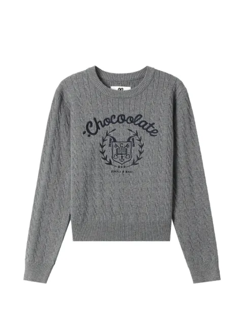 CHOCOOLATE cable-knit embroidered sweater
