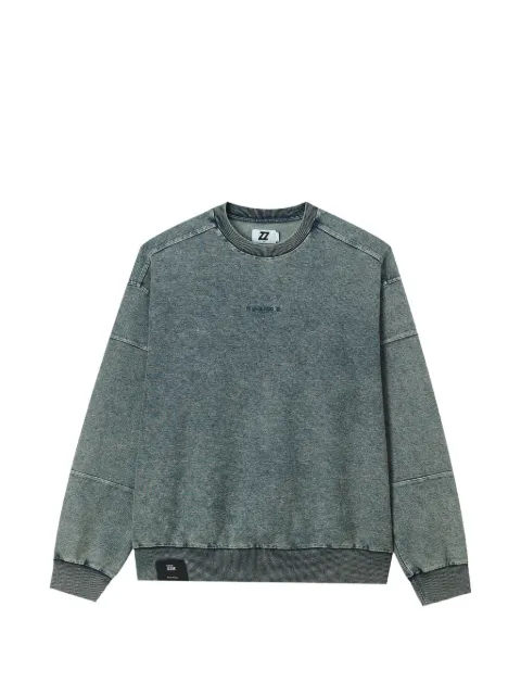 izzue acid-wash panelled sweater