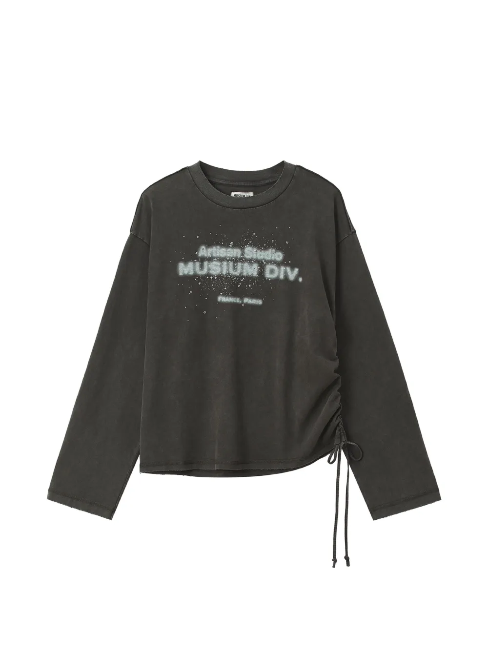Musium Div. Logo-print Ruched-side T-shirt In Grey