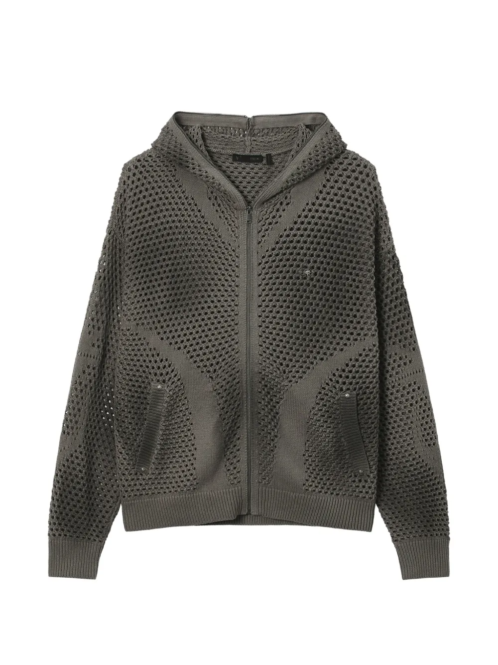 FIVE CM mesh-knit zip-up hoodie - Grigio