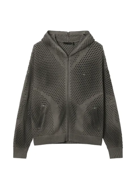FIVE CM mesh-knit zip-up hoodie