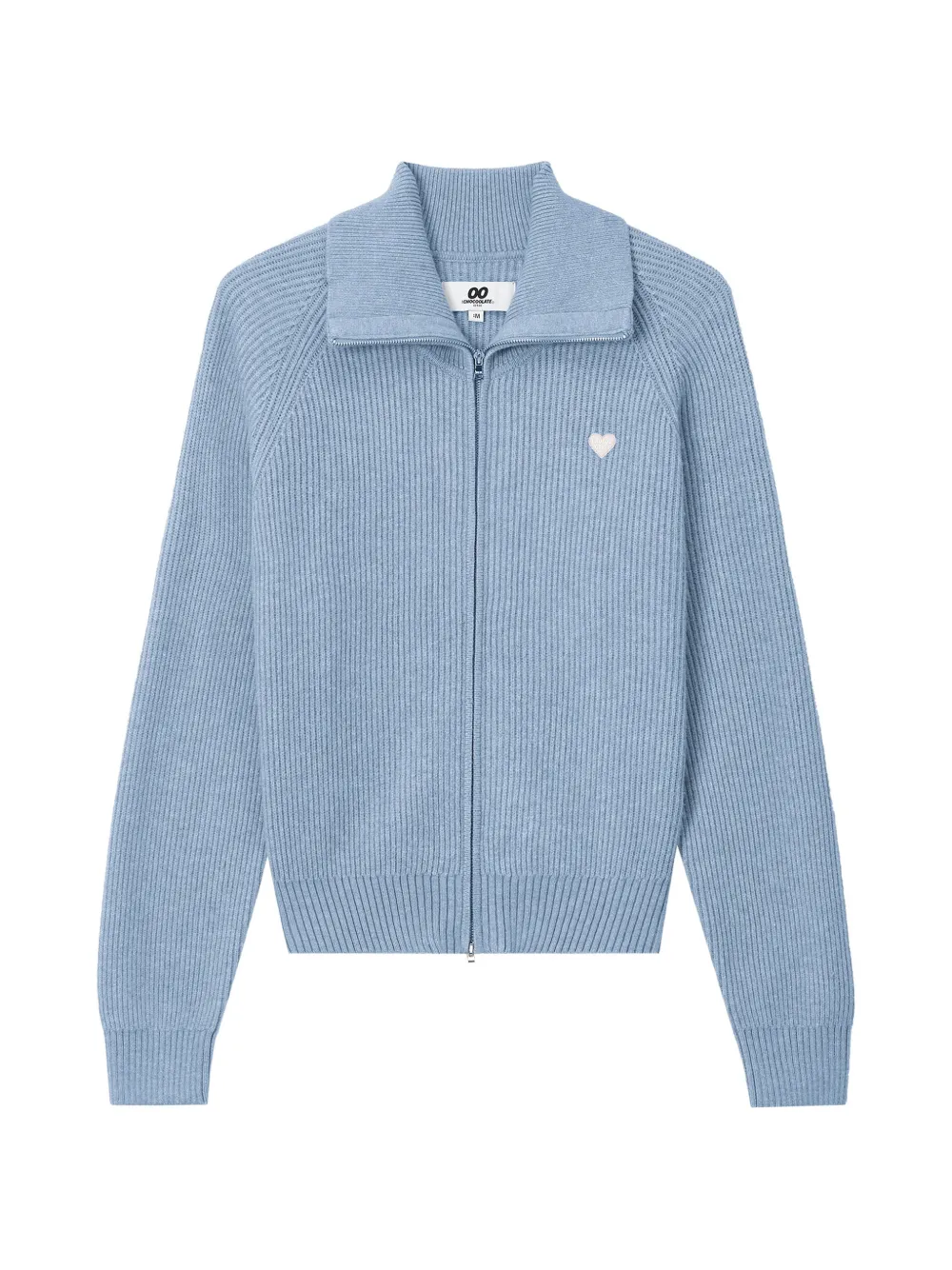 CHOCOOLATE ribbed-knit heart-patch cardigan