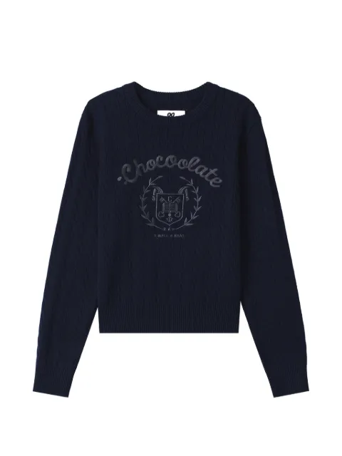 CHOCOOLATE cable-knit logo-embroidered sweater