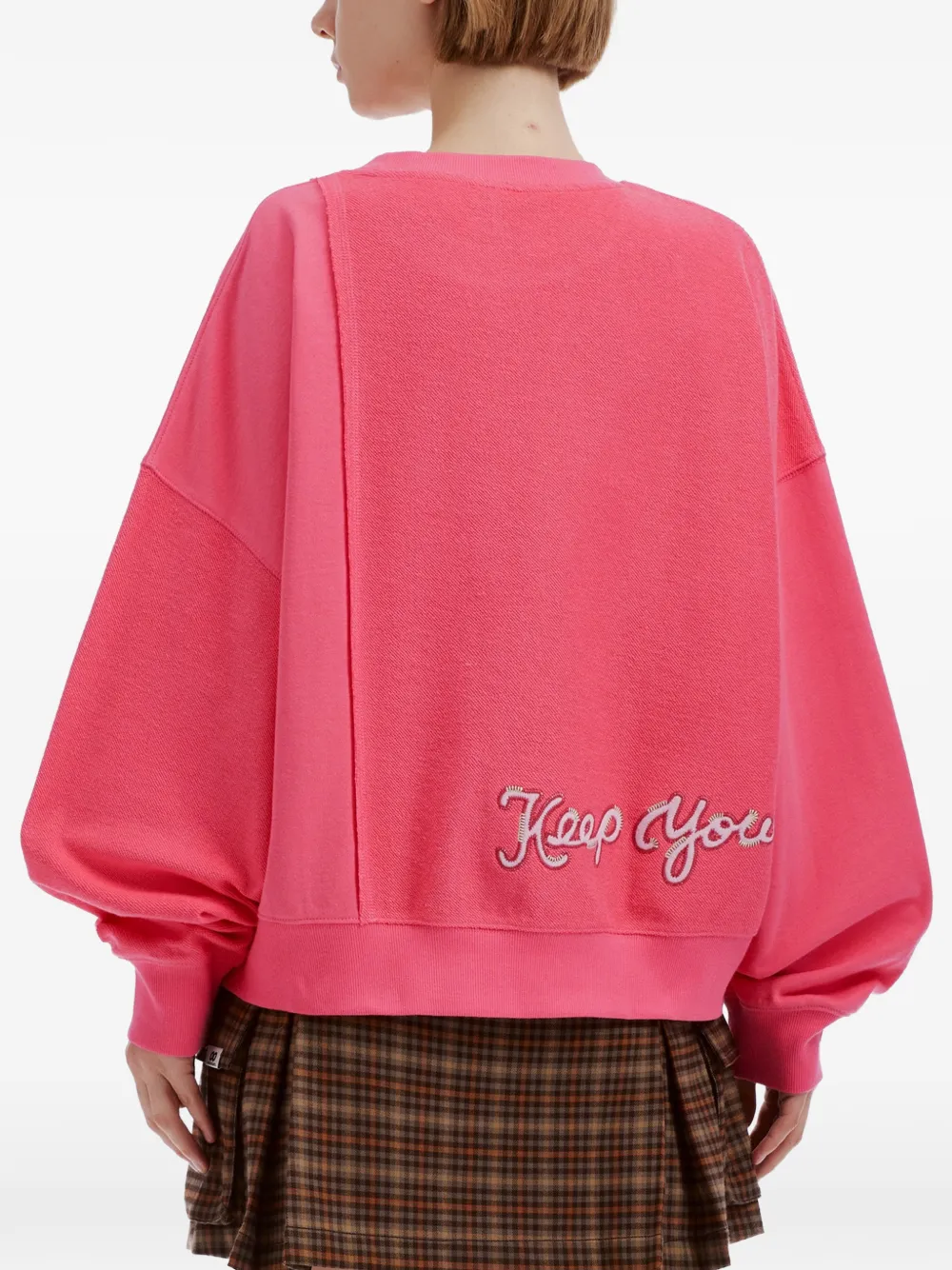 Fingercroxx Patchwork Logo-patch Sweatshirt In Pink