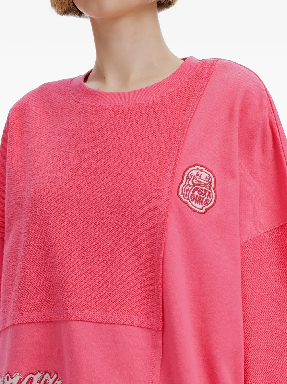 Fingercroxx Patchwork Logo-patch Sweatshirt In Pink