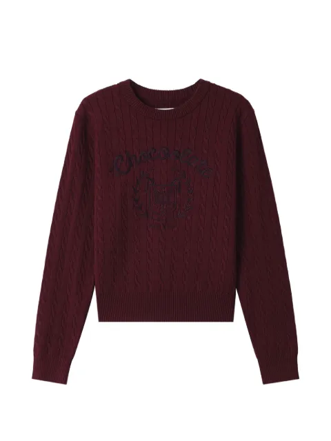 CHOCOOLATE pull en maille torsadée brodé en coton