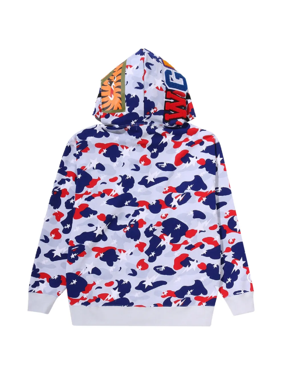 A BATHING APE Shark hoodie met camouflageprint Wit