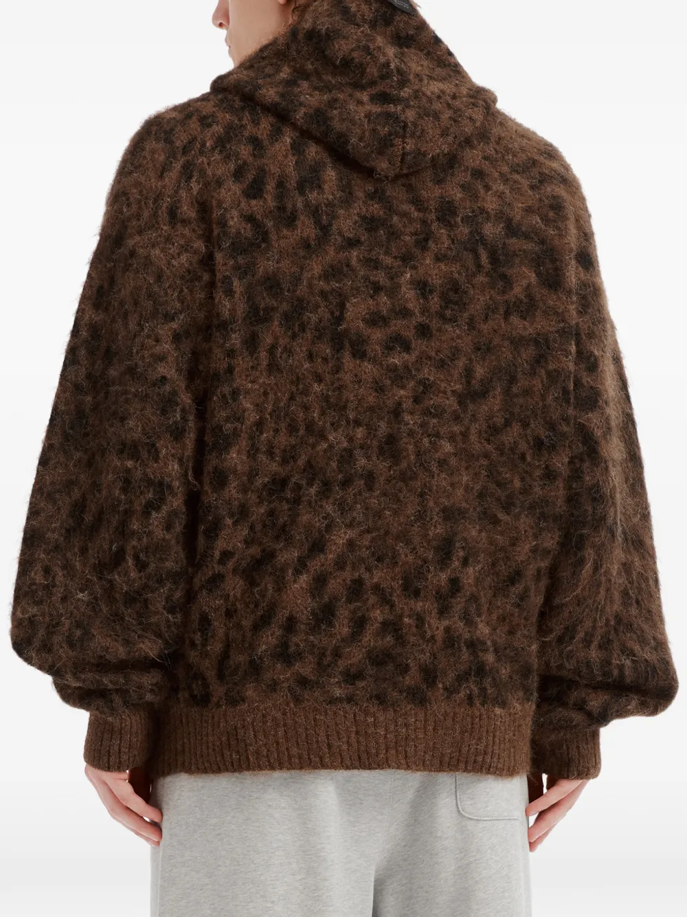 FIVE CM Hoodie met luipaardprint en rits Bruin