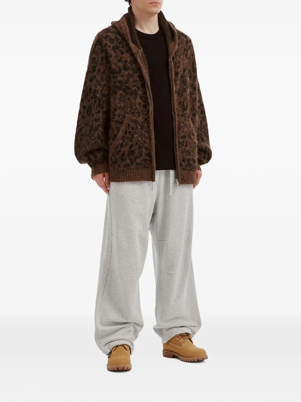 FIVE CM Hoodie met luipaardprint en rits Bruin