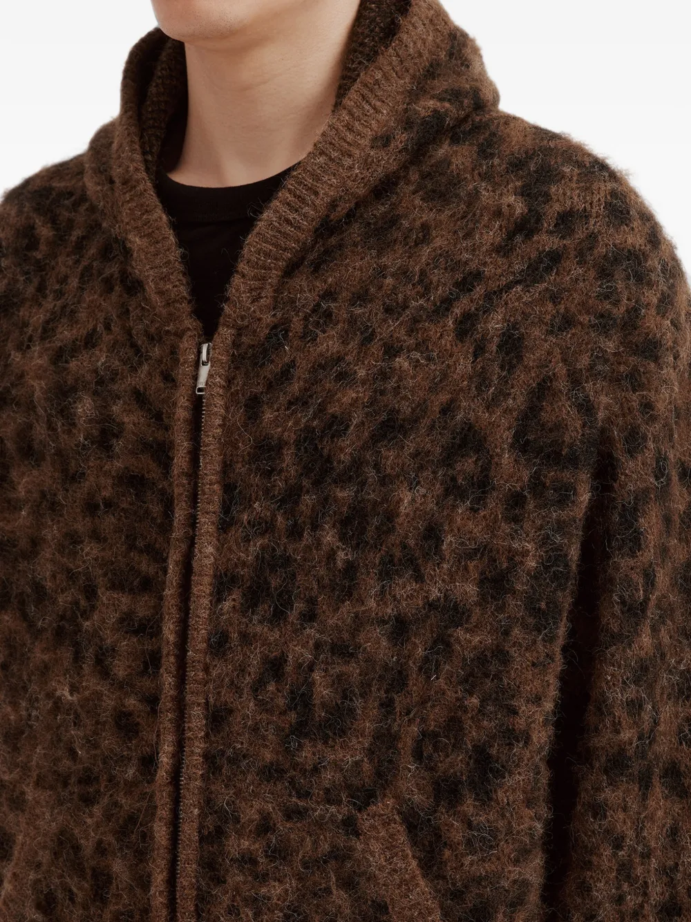 FIVE CM Hoodie met luipaardprint en rits Bruin