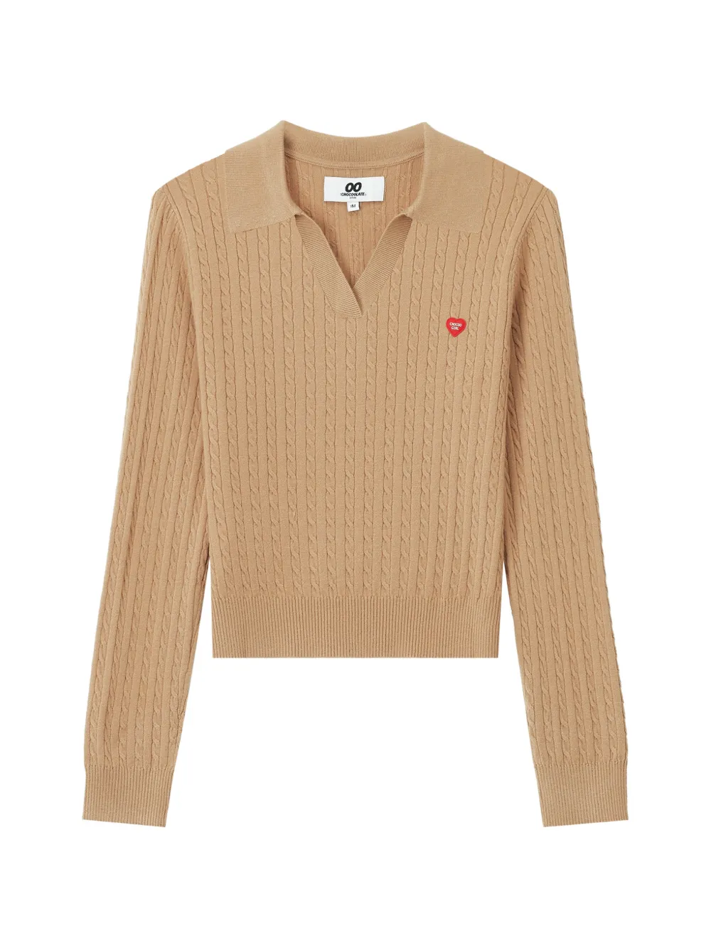 CHOCOOLATE cable-knit heart-patch sweater