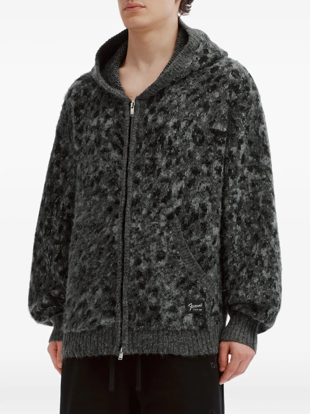 FIVE CM Hoodie met luipaardprint en rits Grijs