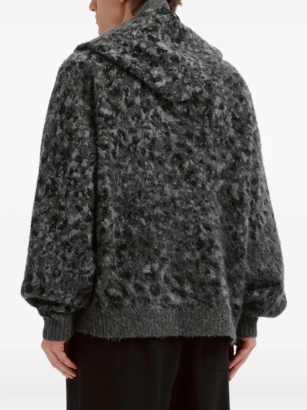 FIVE CM Hoodie met luipaardprint en rits Grijs